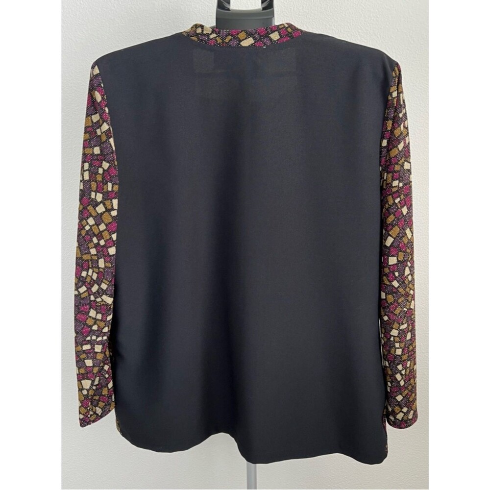 Vtg St. Anthony Knits‎ 2-in-1 Open Front Layered Top Size 16 Mosaic Print USA - Picture 3 of 8